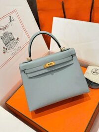Túi Hàng Hiệu Hermes Kelly Like Auth Nữ Màu Xám Khoá Vàng 25cm