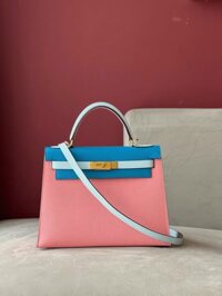 Túi Hermes Kelly Da Epsom Mix 2 Màu Hồng Xanh Rep 11 Cao Cấp 28cm