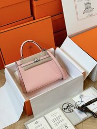 Túi Hermes Kelly Da Epsom Rep 11 Khóa Bạc Màu Hồng Nhạt 25cm