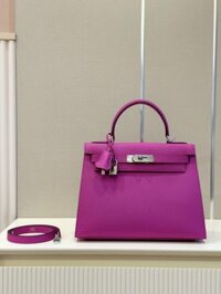 Túi Hermes Kelly Da Epson Rep 1:1 Nữ Màu Tím Khóa Bạc 28cm