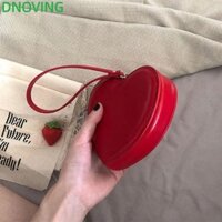 Túi hình trái tim DNOVING, Túi đeo tay màu đỏ đen có dây kéo, Túi ly hợp da PU Kawaii cho bé gái