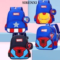 Túi học sinh SIRENXI, Phụ kiện đi học Ba lô đi học dành cho trẻ em Captain America, Người nhện dung tích lớn nhẹ Elsa HelloKitty Ba lô đeo vai bé trai bé gái