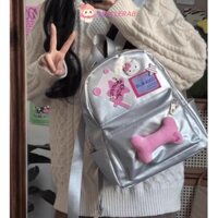 Túi học sinh WALLERAB, Ba lô nhỏ bằng da PU Hello Kitty, Túi đi học Y2k trang trí sang trọng Kawaii