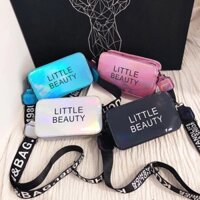 Túi hộp đeo chéo da bóng Little Beauty dây chữ