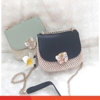 Túi hộp khóa tròn bốn hạt ngọc (có quai đeo chéo ) ,có ảnh thật