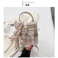 Túi hộp Quảng Châu thời trang kèm móc khóa Thỏ con màu hồng nhạt