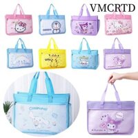 Túi hướng dẫn VMCRTD, Túi đi học Tote dung tích lớn bằng vải Canvas, Dây kéo hoạt hình Túi đựng hồ sơ A4 hai lớp Đồ dùng học tập