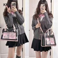 Túi Ita dễ thương KIOCIRC, Túi đeo chéo Harajuku trong suốt, Thiết kế Y2K DIY Display PU Lolita Túi xách nữ