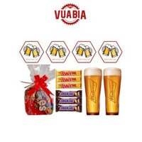 Túi Kẹo Socola và 2 Ly Thủy Tinh Budweiser 330ml và 4 Lót Ly Vua Bia - Quà Tặng Đổi Điểm