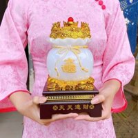 Túi Kim Bảo Tụ Tài LộC kèm Đế Gỗ ĐỂ BÀN THẦN TÀI - Quà Tân Gia, Khai Trương