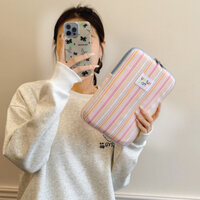 Túi Laptop Ins Màu Hồng Sọc Phù Hợp Với Máy Tính Bảng Chống Sốc PC Lót Gói Thích Hợp Cho 9.7 10 11 13 14 Inch