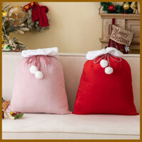 Túi lễ hội Popubear Túi quà chặn màu Túi đựng ông già Noel lễ hội với thiết kế chặn màu và dây Pompoms Túi quà Giáng sinh hoàn hảo để trang trí và lưu trữ bữa tiệc