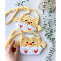TÚI LEN BÉ VỊT CUTE, túi tỏi cho bé, túi len handmade