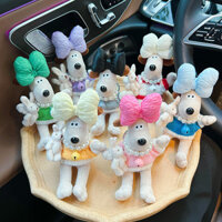 Túi len Dongdaemun phiên bản Hàn Quốc màu đỏ và trắng, Móc khóa chó thỏ, Vòng cổ ngọc trai, Túi búp bê dễ thương, Phụ kiện mặt dây chuyền cho nữ