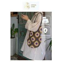 Túi len handmade đan móc thủ công NHÀ MỊ - Purple flower bag