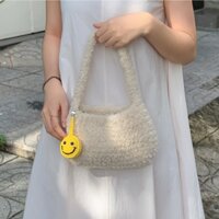 Túi len lông xù - Cream Faux Fur Bag