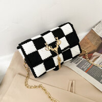 Túi len tự đan caro, túi đeo chéo len vải thời trang Hàn Quốc - Có hướng dẫn DIY503