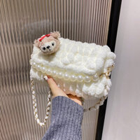 Túi len tự đan đeo chéo, túi handmade gắn thú cực dễ thương - Phụ Kiện Đan Túi