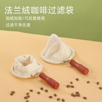 Túi lọc cà phê nhỏ giọt bằng flannel có tay cầm gỗ, túi lọc lưới, dụng cụ pha cà phê nhỏ giọt