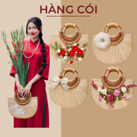 Túi lục bình miệng ngang bán nguyệt size 28 chụp ảnh áo dài Tết-Hàng Cói