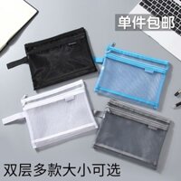 Túi lưới A4, túi bút sinh viên A5, túi đựng giấy kiểm tra, túi tài liệu, túi đặc biệt trong suốt, dung tích lớn, túi khóa kéo hai lớp, túi đựng đồ, túi lưu trữ khối xây dựng, túi lưu trữ vé vào học đại học đặc biệt.