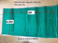 Túi lưới cước HDPE màu xanh – Đựng dược liệu, nông sản, thủy sản – 50cm x1m – Miệng rút – Lưới mau