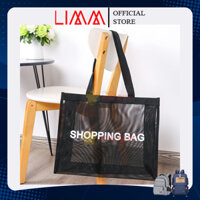 Túi lưới Shopping Bag 40x50x15cm 1 mặt đựng mĩ phẩm -May Phú Quý in logo doanh nghiệp, số lượng lớn