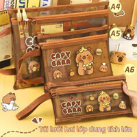 Túi Lưới Trong Suốt Phong Cách Hàn Quốc - Hộp Bút Lớn Dùng Cho Học Sinh, Thi Cử A4 A5