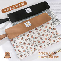 Túi lưu trữ tài liệu Kapibara A4 Túi đựng hồ sơ Khóa từ tính Dung tích lớn Siêu dày Học sinh Chống thấm nước Giấy kiểm tra túi lưu trữ Phim hoạt hình Giá trị cao 8.21