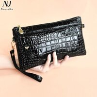 Túi ly hợp da họa tiết cá sấu thanh lịch NUCELLE có dây đeo có thể tháo rời