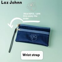 Túi ly hợp thêu hoa thanh lịch Laz Johnn với chi tiết dây kéo ngọc trai