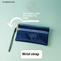 Túi ly hợp thêu hoa thanh lịch MOWEIKADI với chi tiết dây kéo ngọc trai