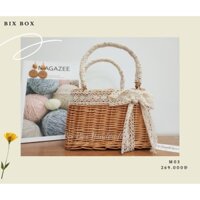 Túi Mây Tre Đan Cao Cấp Đính Nơ Ren