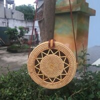 Túi Mây Tre Đan Hoa Văn / Túi cói đi biển ( có lót vải )