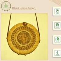 Túi Mây Tre Đan Tròn Hoạ Tiết Hoa - Sản Phẩm Thủ Công Mộc Mạc Bền Đẹp - Đậu & Home Decor