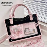 Túi Messenger MELIFEISEWU, PU DIY Display Túi Ita dễ thương, Quà tặng sáng tạo Trong suốt Y2K Harajuku Lolita Túi xách nữ