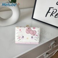 Túi METUBE Sanrio Hello Kitty, Ví da PU Kawaii dễ thương, Quà tặng sinh nhật thời trang thông thường Túi đựng thẻ gấp