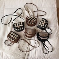 Túi mini kẻ ca rô phong cách retro cho bé gái