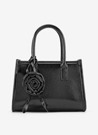 Túi mini xách tay nhấn charm hoa hồng - TOT 0227 - Màu đen