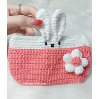Túi Móc Len Tai Thỏ Đính Hoa Dễ Thương Handmade Cute Rabbit Crochet Wallet with Flower