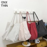Túi mua sắm ONXTHIN, Túi Tote cổ điển chấm bi, Túi xách thông thường dung tích lớn dễ thương
