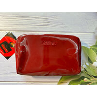 Túi mỹ phẩm màu đỏ true red da bóng kéo zip