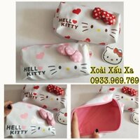 Túi mỹ phẩm, son phấn, make up , bóp viết Hello kitty da bóng dễ thương (1 cái)