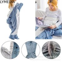 Túi ngủ cá mập hoạt hình LYMEDIA, Chăn có mũ trùm đầu Bộ đồ ngủ Onesie rộng, Bộ đồ ngủ Túi ngủ cá mập nâng cấp có thể đeo được