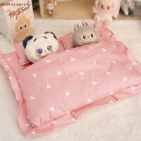 Túi ngủ đôi HTGHTG Labubububu, Chăn bông mềm Bộ đồ giường búp bê Labububububu, Chăn gối nội thất Ob11 Khăn trải giường búp bê 20CM Quà tặng Giáng sinh