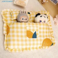 Túi ngủ đôi VORTEXGEM Labubububu, Chăn bông mềm Chăn ga gối búp bê Labububububu, Đồ nội thất Ob11 Gối chăn ga gối 20CM Phụ kiện búp bê giường búp bê
