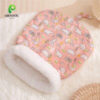 Túi ngủ mèo ORNOOU, Giường hang động mèo họa tiết khủng long hoạt hình, Đệm mèo sang trọng Ấm áp dày hầm tổ mèo trong nhà