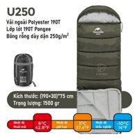 Túi Ngủ Mùa Đông Naturehike U250 NH20MSD07 Dã Ngoại Cắm Trại - Xanh rêu