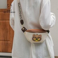 Túi ngực gấu đáng yêu giá trị cao Túi đeo hông hoạt hình Nữ Túi đeo chéo một bên vai dễ phối hợp xu hướng