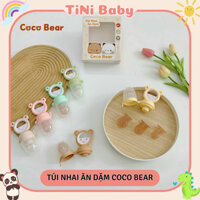 Túi Nhai Ăn Dặm Coco Bear Đủ 3 Size Với Núm Nhai Siêu Mềm Chống Hóc Cho Bé Tập Ăn Trái Cây Hoa Quả